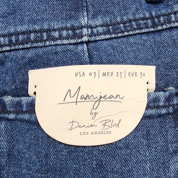 NEW Denim Blvd Mom Jeans Womens Size 3 Blue High Rise Front Seam Tapered Leg - Picture 5 of 12